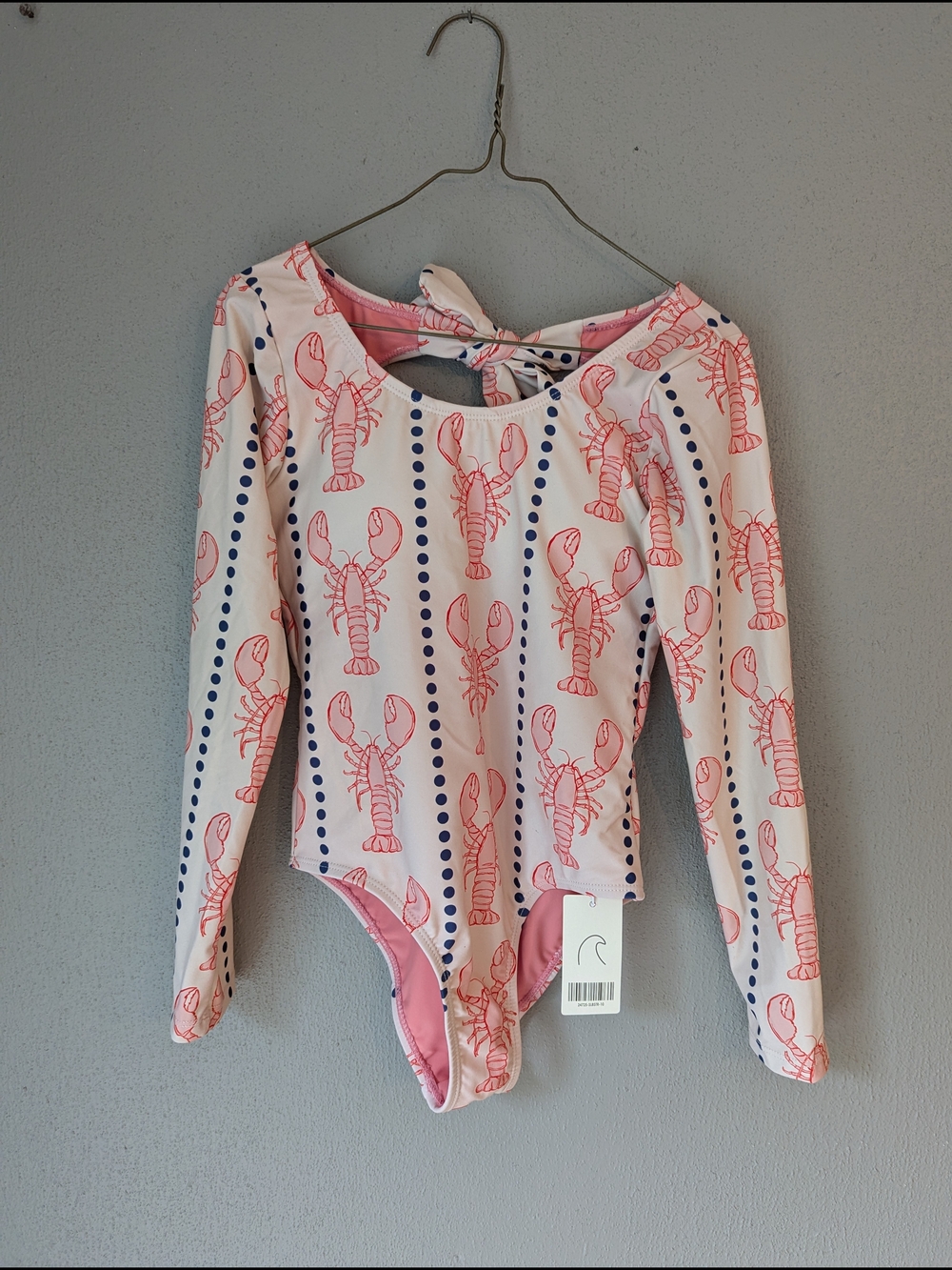 Coral Reef Kids Long-Sleeve One-Piece Swimsuit - Pink Lobster Print 10